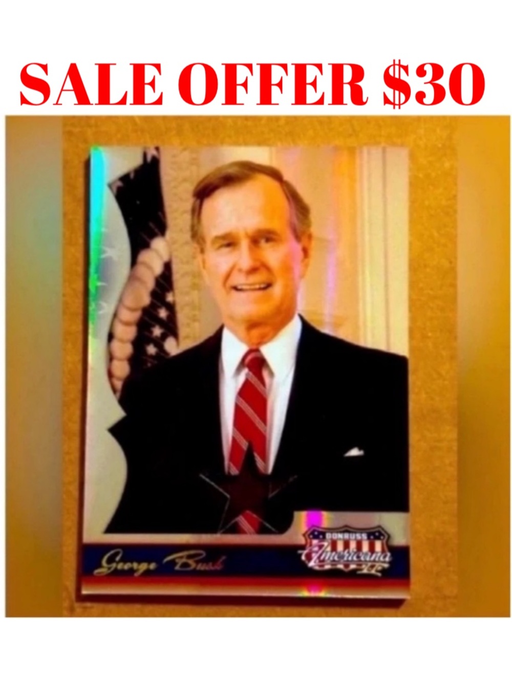 George Bush 2008 Donruss Americana USA President Worn Tie Clothing Card